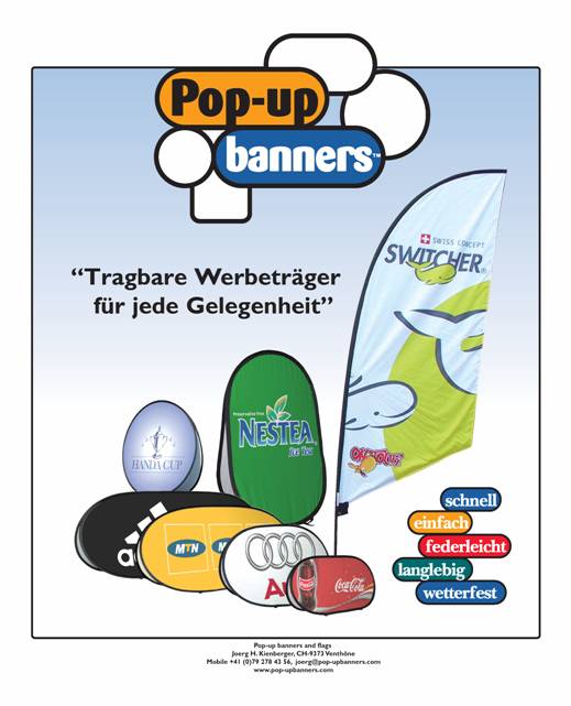 "Pop-up banners and flags" der ideale Werbetrger
fr Ihre Veranstaltungen / idal pour vos
vnements golfiques ou autres