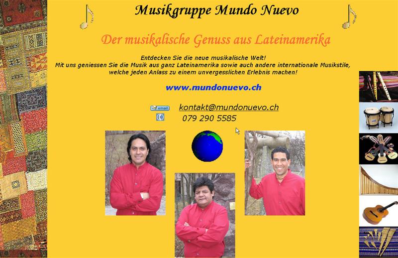 Musikgruppe Mundo Nuevo spielt Lateinamerikainschesowie Internationale- Musik mit  Panflte,Gitarre, 
Charango, Perkussion.